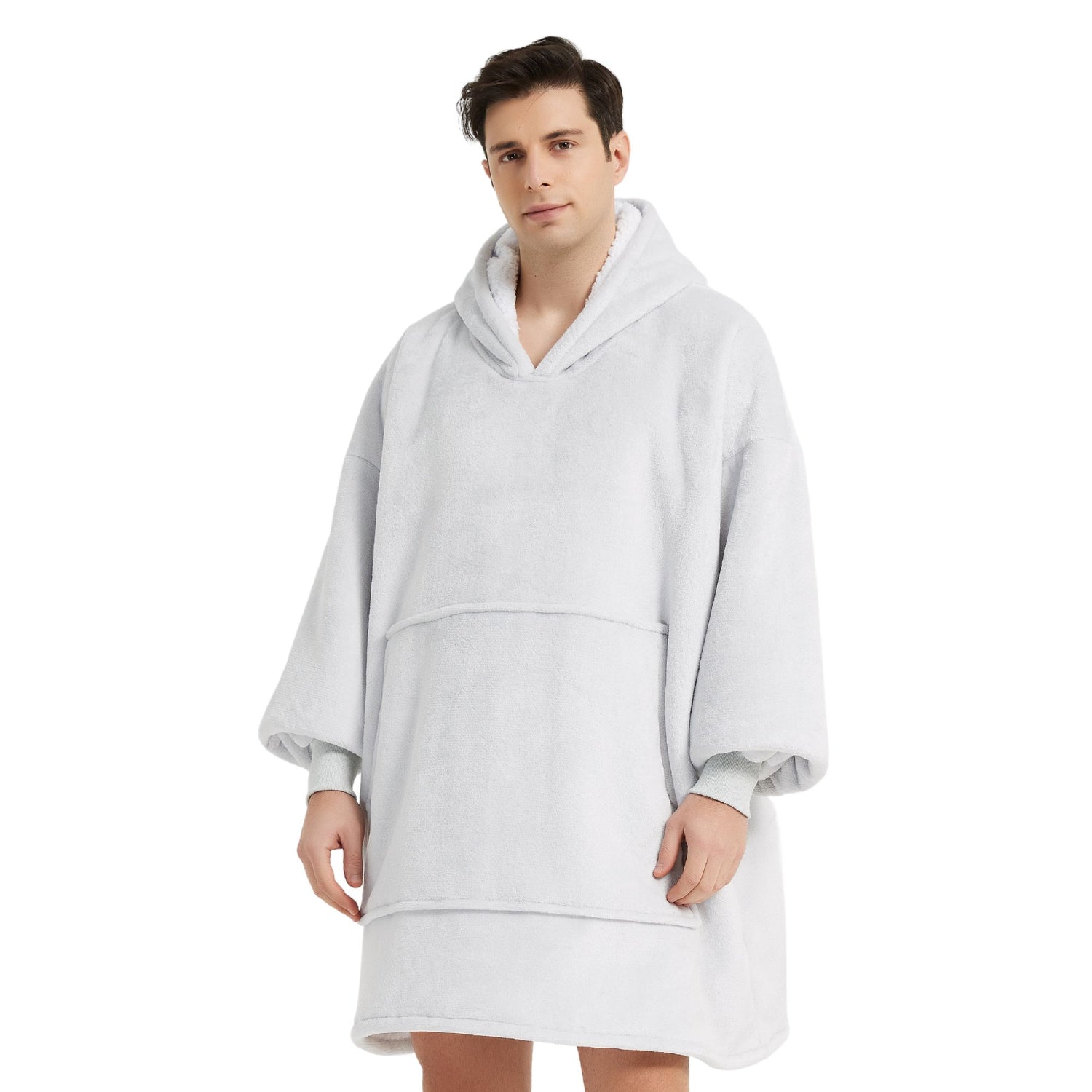 Pull Plaid Homme blanc argent Sweat Polaire Géant flanelle microfibre polyester The Oversized Hoodie