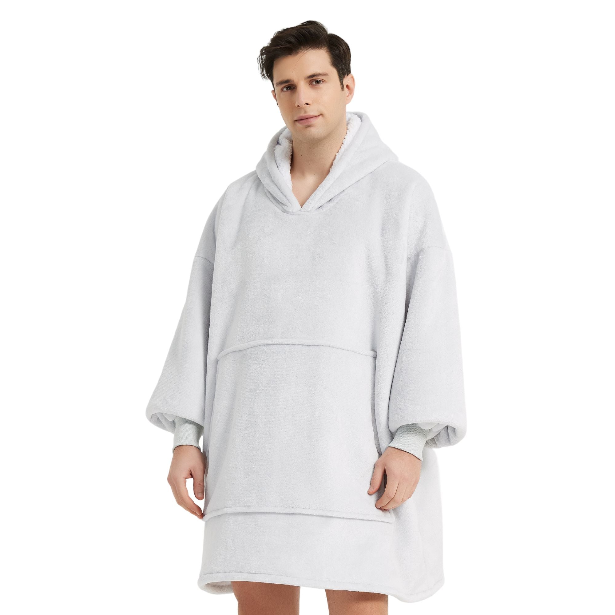 Pull Plaid Homme blanc argent Sweat Polaire Géant flanelle microfibre polyester The Oversized Hoodie