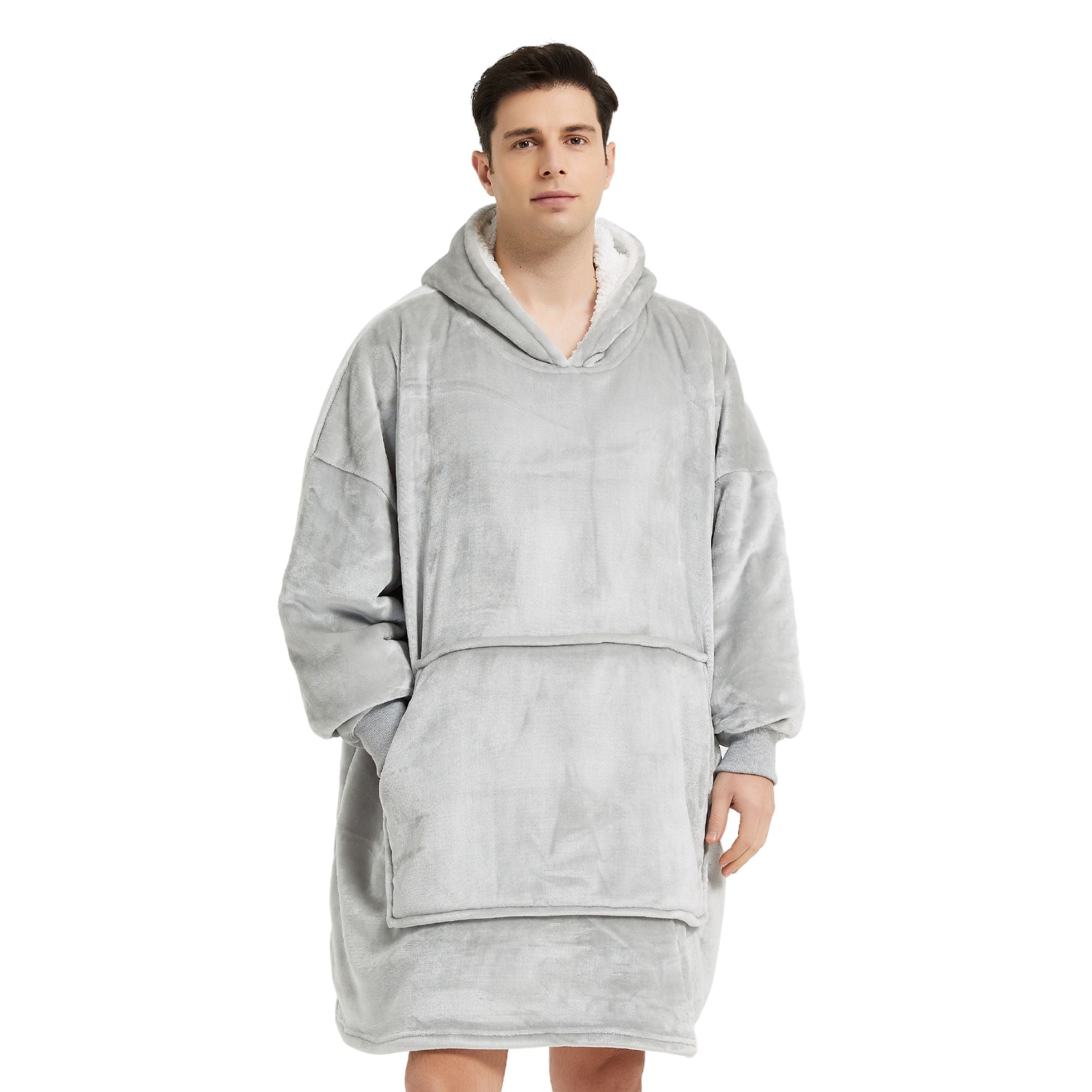 The Oversized Hoodie® Original gris clair homme poche centrale géante 