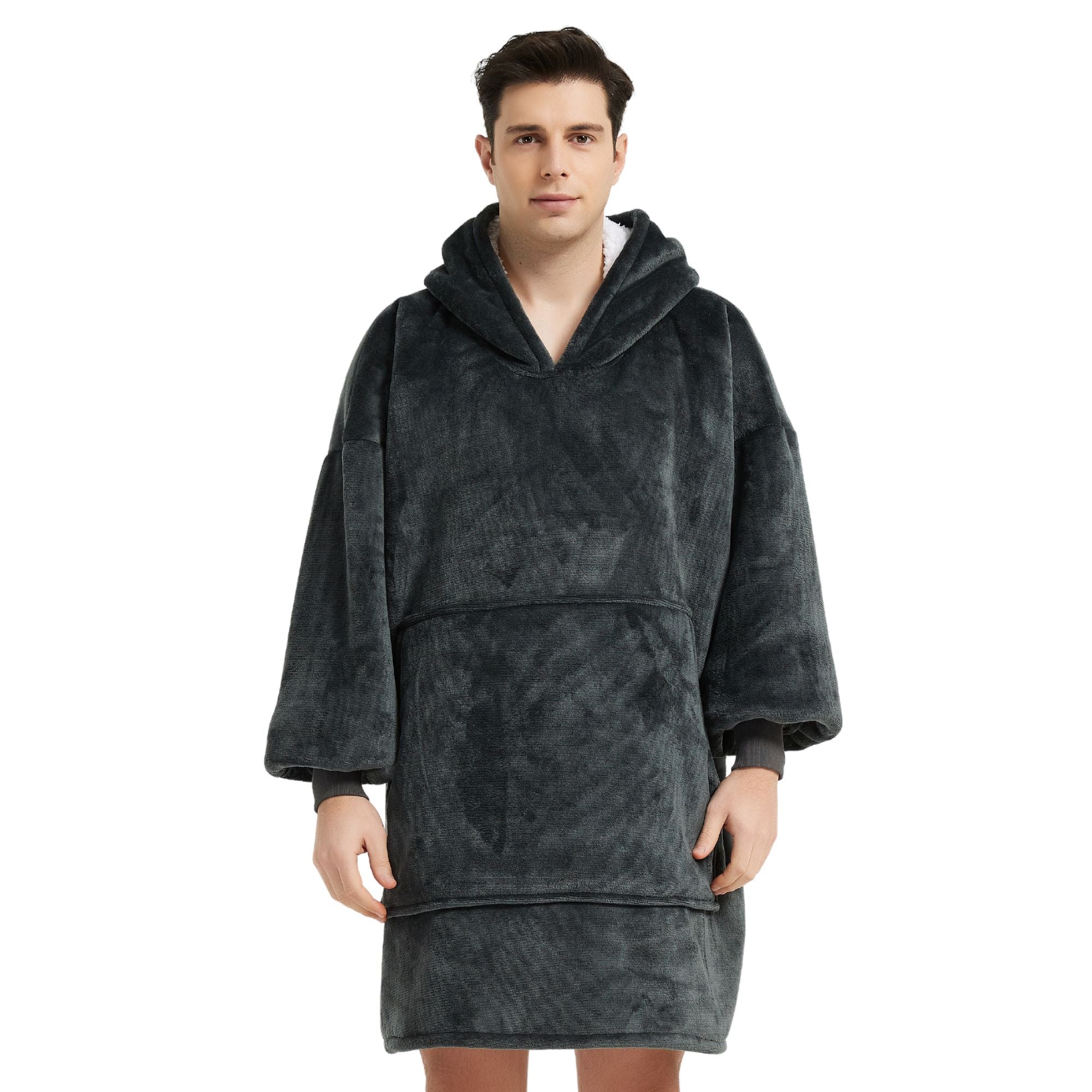 The Oversized Hoodie® Original gris homme poche centrale géante 