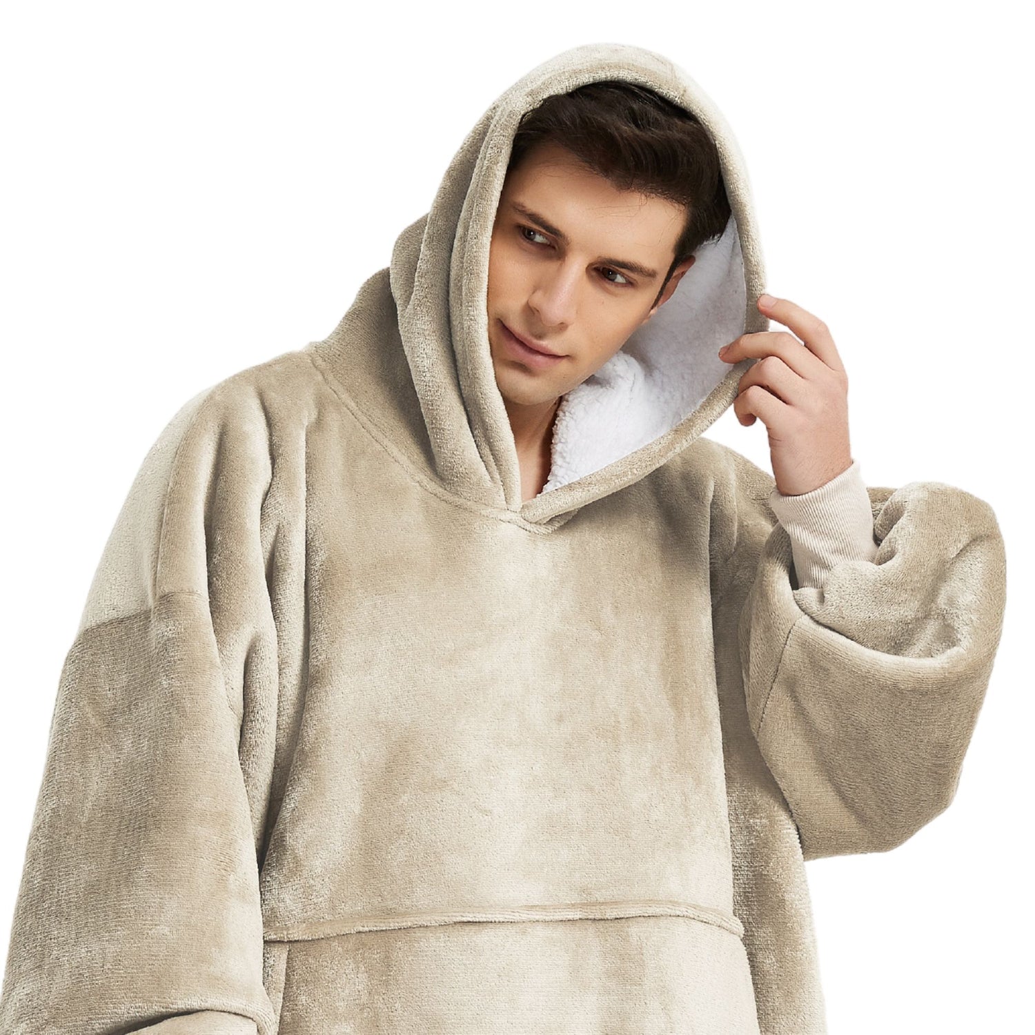 The Oversized Hoodie® beige homme flanelle microfibre textile 
