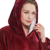The Oversized Hoodie® femme flanelle microfibre textile rouge bordeau 