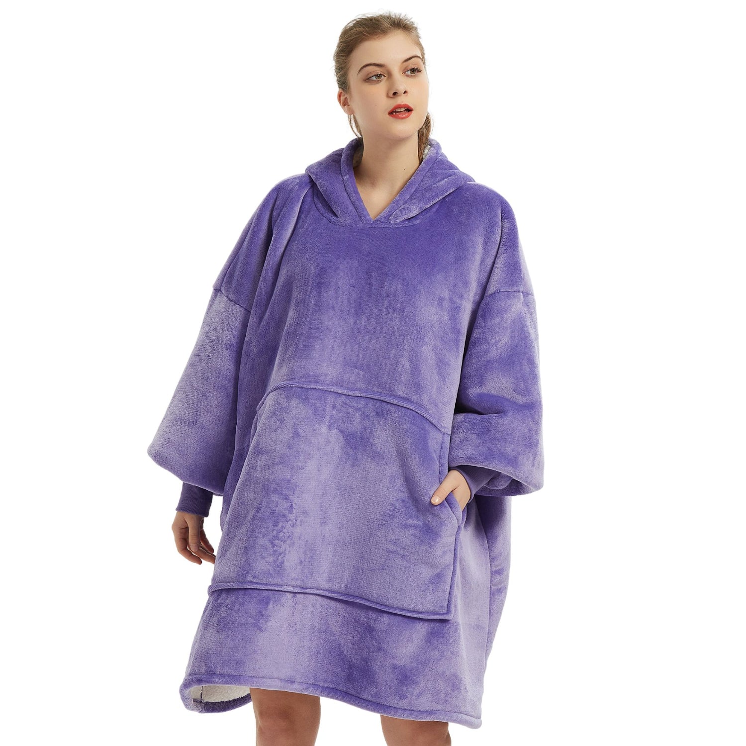 The Oversized Hoodie® femme poche centrale géante manches longues violet 