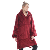 The Oversized Hoodie® red burgundy woman hood large central pocket 