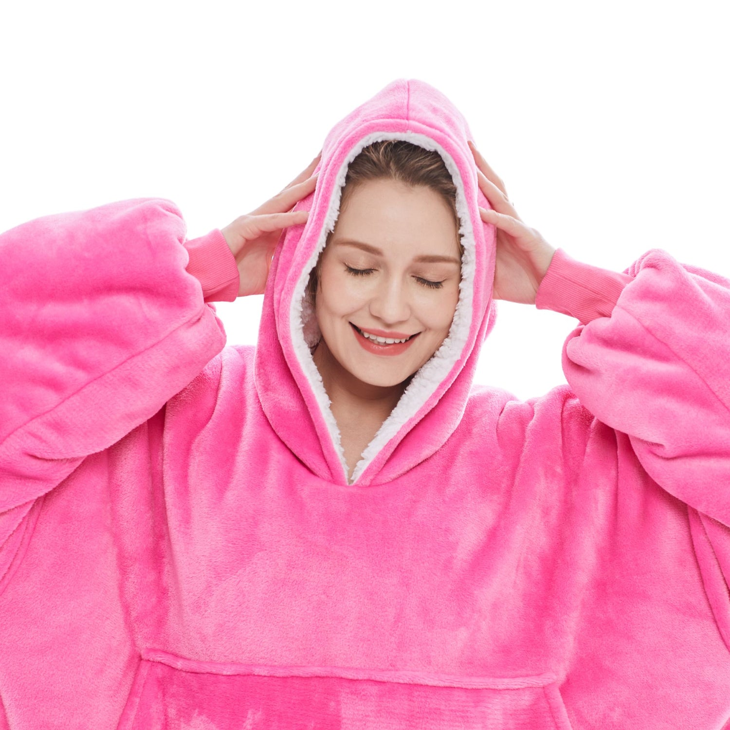The Oversized Hoodie® woman flannel micofiber polyester textile fuchsia 