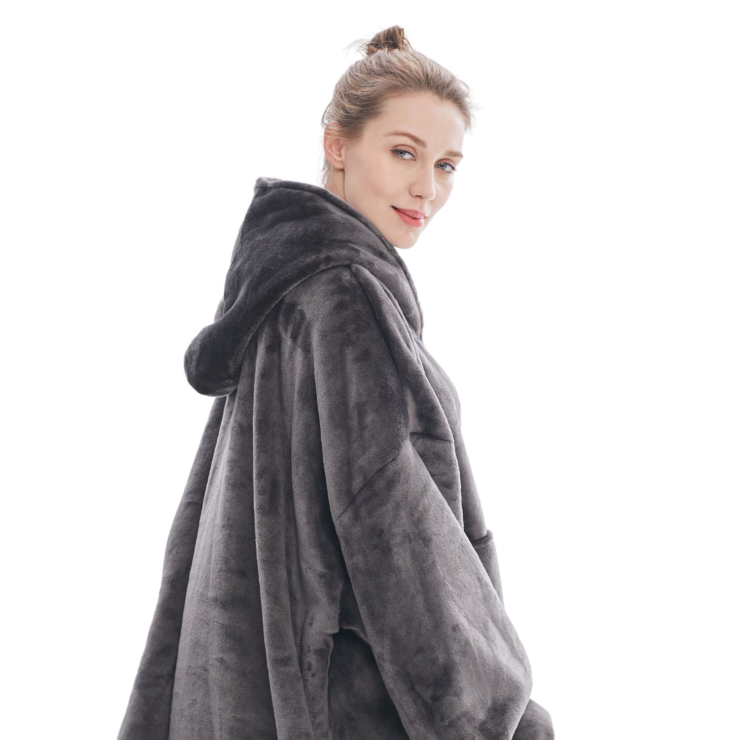 The Oversized Hoodie® woman flannel micofiber polyester textile grey 
