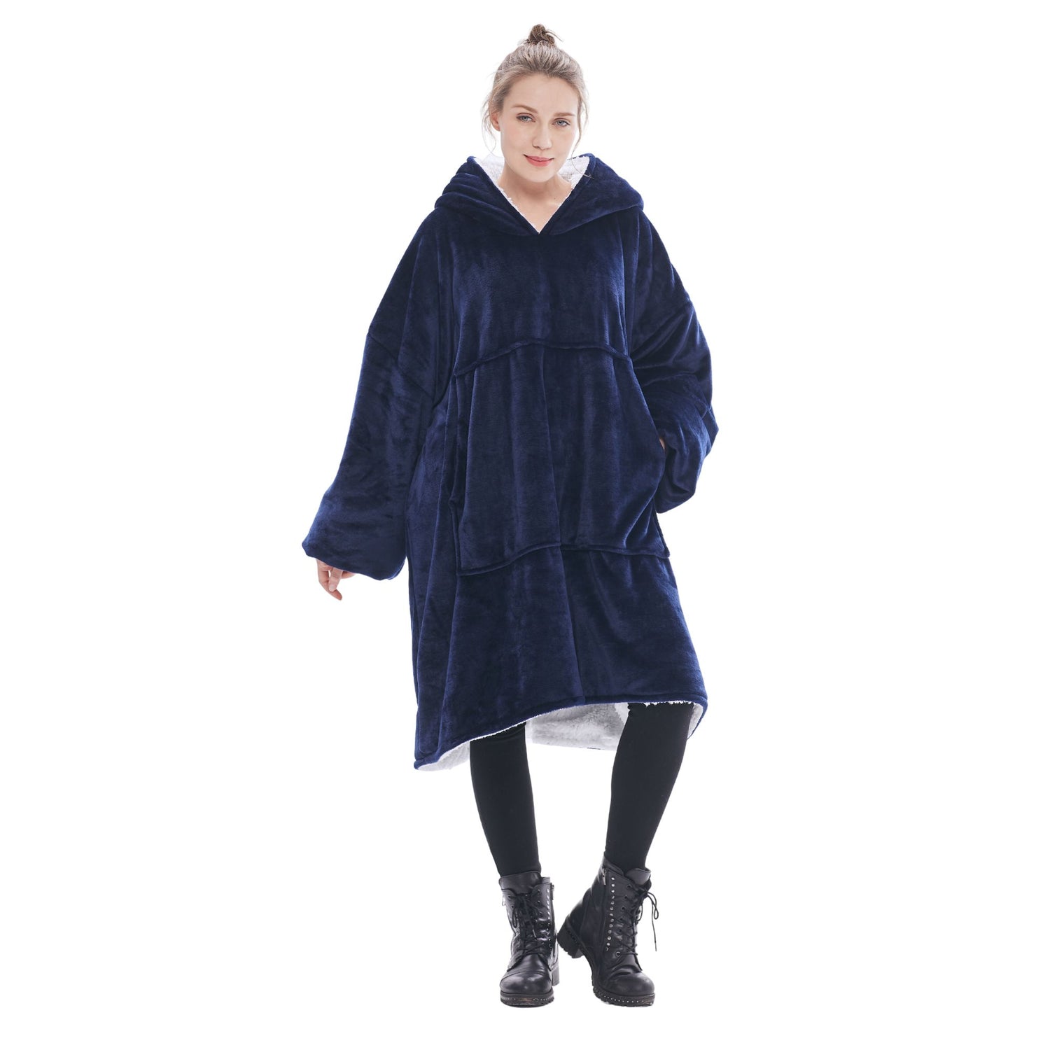 The Oversized Hoodie® woman giant large size long XL XXL thick navy blue 